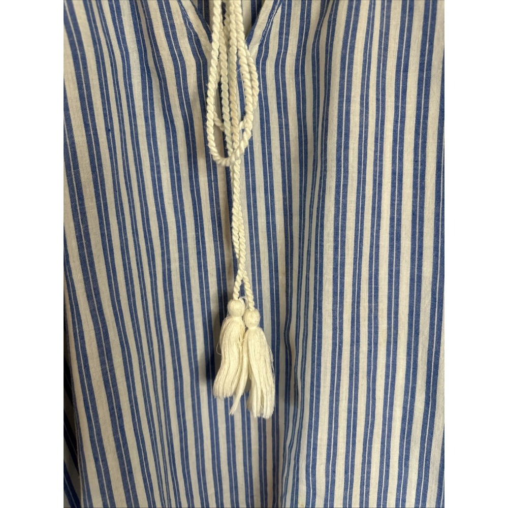 Anthropologie Seen Worn Kept Parrot Embroidered Sleeve Blouse Sz 4 Striped Boho - Picture 6 of 9